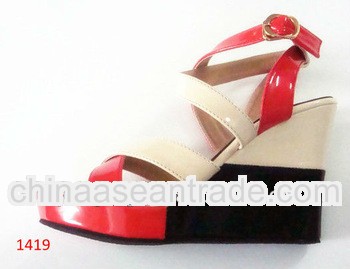 Fashion sexy PU Strappy wedge sandal / shoe for women 2013