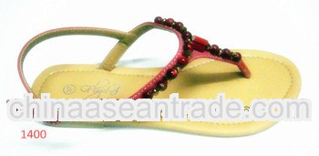 Fashion women flat PU Beaded sandal / shoe/flip flops