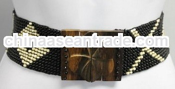 Fashion wood buckle beaded belts for dress