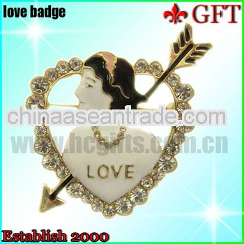 Fashional custom rhinestone heard lapel pins