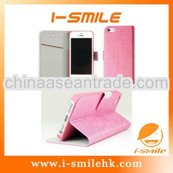 For apple iphone5 leather wallet cover case for iphone 5 pu case i-smile brand NO MOQ