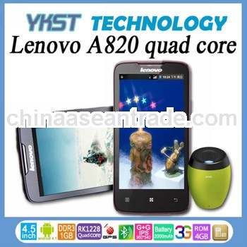 Free shipping Lenovo A820 Android 3G smart phone MTK6589 quad core 4.5" IPS 540 x 960 pxs Capac