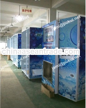 Fresh pure food cube bagged ice and water vending machine with payment system work in coin and note 