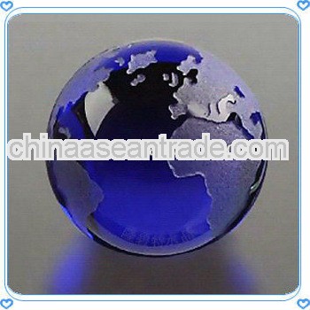 Frosted Crystal Blue Globe Paperweight for Desktop Gifts