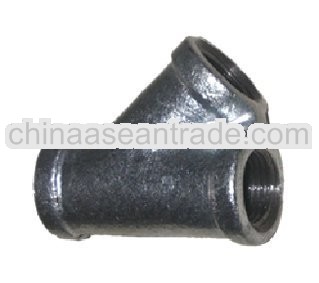 GI pipe fitting 45 degree y branches tee