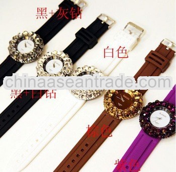 Geneva MK lady diamond watch silicone