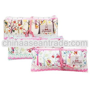 Girl's cotton pencil case student pen bag