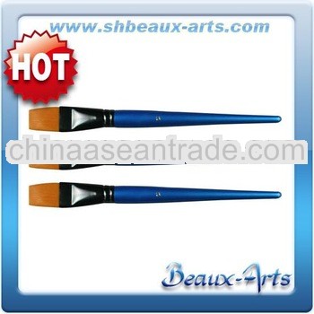 Golden Taklon Flat Artist Paint Brush/Short, Blue Lacquered Handle