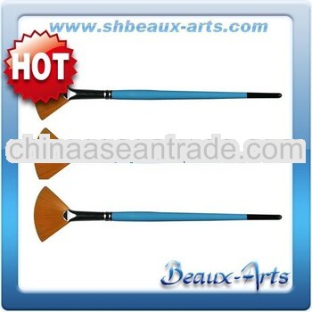 Golden synthetic paint brush,fan shaped brushes brass