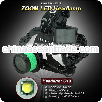 Goldrunhui RH-H0052 10W CREE T6 LED Focus Aluminum High Power Zoom Camping Headlamps