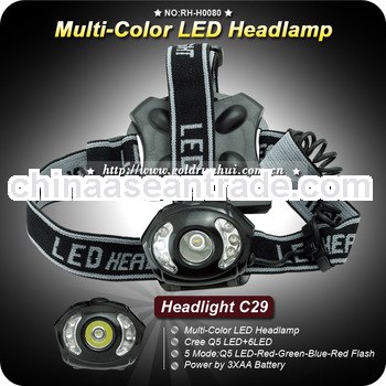 Goldrunhui RH-H0080 LED Headlight 3*AA Battery Camping Head Lamp Waterproof Headlight
