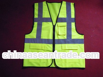 Green Polyester Reflective Vest With Pocket