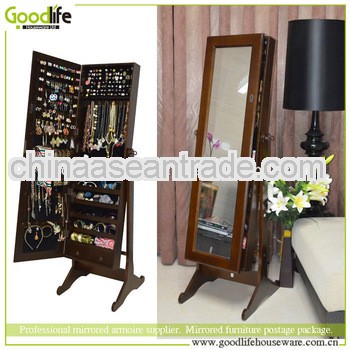 Guandong solid oak furniture jewelry armoire mirrors