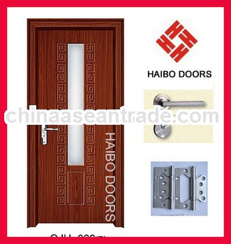 HDF PVC coated door with frame, casing, lock, hinges (HB-088)