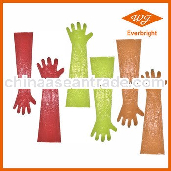 HDPE/LDPE long sleeve veterinary PE gloves apporved CE/ISO