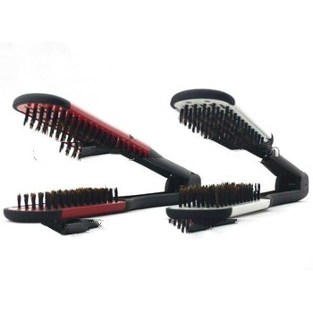 Hair straightening brush boar ceramic brush