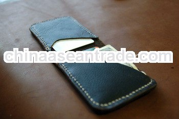 Handstitched Folding Three Pocket card case leather