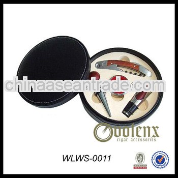 High Quality Wholesale Wine Accessories Gift Set in Leather Box