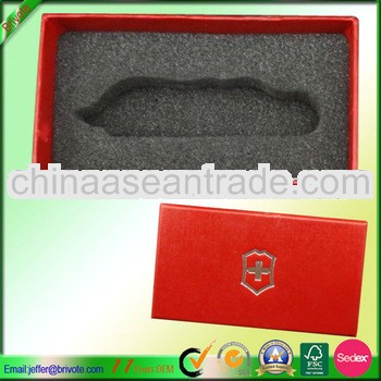 High quality red lid and base box silver foil logo