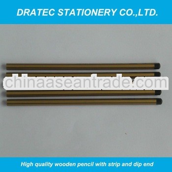 High quality wooden pencil HB, stripped with dip end