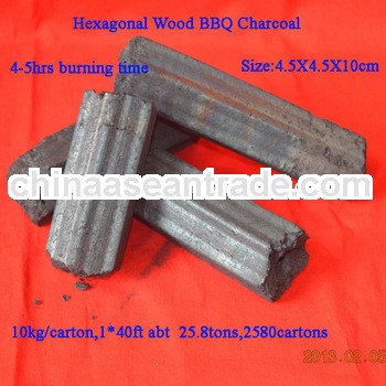High value hexagonal shape wood sawdust charcoal for BBQ