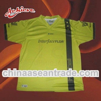 Hot! 100% polyester football tee shirt yellow