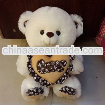 Hot gift white teddy bear plush bear toy with heart