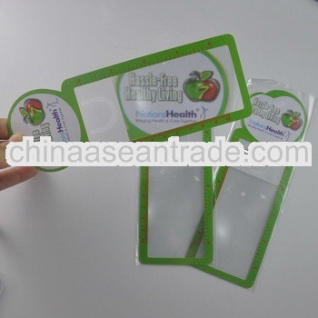 Hot sale palstic PVC reading magnifier with ruler