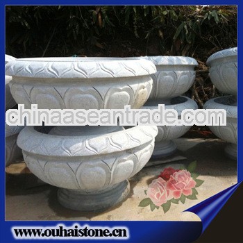 Hot sale plant decors white granite stone stackable flower pots