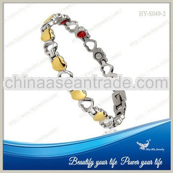 In stock heart shape link bracelet vners with 4 in 1 elements NO.HY-S049-2