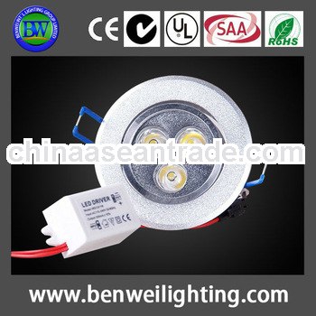 Indoor Led Lighting hotel interior decoration Warm white /cool white /pure white silver casing 3w le