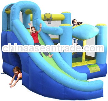 Inflatable Castle With Blue Inflatable Slide