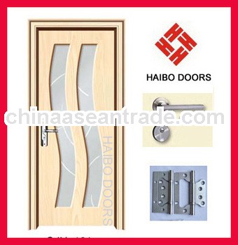 Interior PVC glass door design with frame, casing, lock, hinges (HB-121)