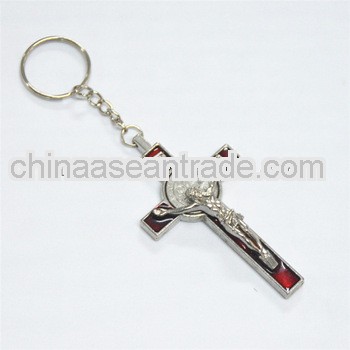 Italian finish silver plated metal crucifix cross, 5 color enamel