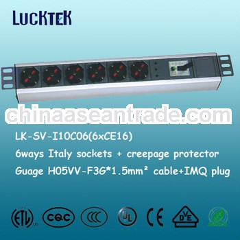 Italy 6Ways rack PDU with creepage protector