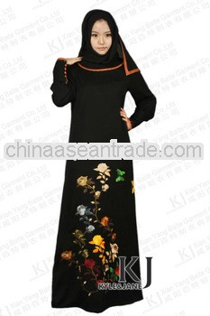 KJ-AM29 Dubai crepe black new designs dubai embroidered abaya