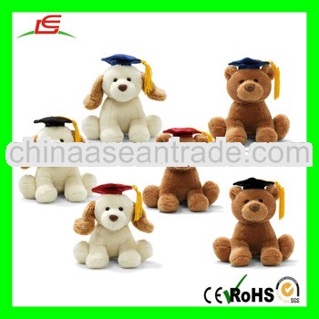 LE-D598 Graduation Bear Sound Toy - Brown Plush Bear with Black Hat