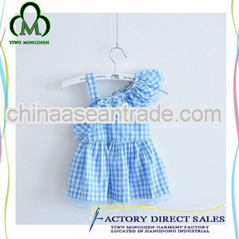 Latest desing 100%cotton beautiful checked baby dresses for kids