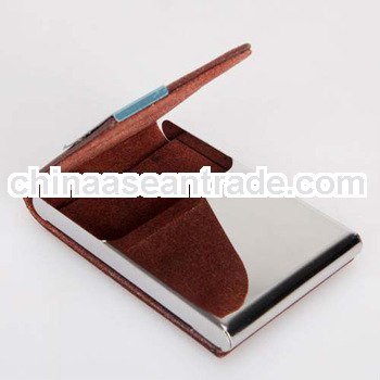 Leather card holder with business card holder