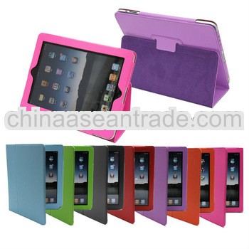 Leather with Build in Stand magnetic flip case for iPad 4