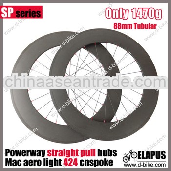 Lightest Straight pull100% full carbon cheap 88mm tubular bike wheels