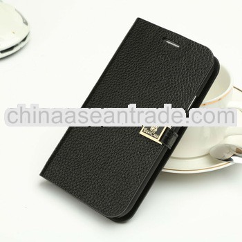Lychee Emboss holster Book style leather case for samsung galaxy grand duos i9082