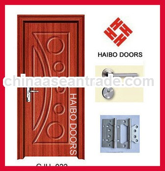 MDF PVC interior door with frame, casing, lock, hinges for room (HB-033)