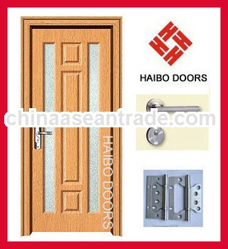 MDF PVC laminated Interior Wooden Door with glass (HB-034B)