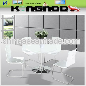 MDF white high gloss with chromed base dining table
