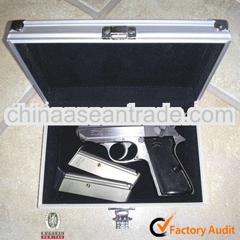 MLD-GC158 Silver Small Superior Quality Hasp Lock Bullets Storage Aluminium Pistol Case for Handgun