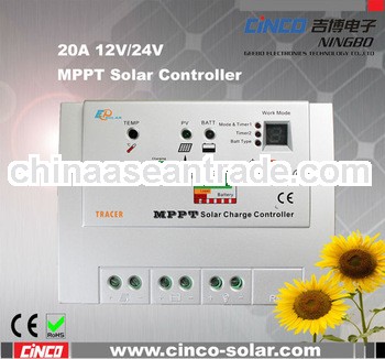MPPT solar controller , solar pv controller ,20A 12V/24Vsolar charge controller with DC Input MAX 15