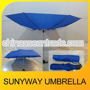 Manual Open 3 Folds Blue Stock Umbrella