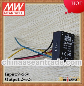 Mean Well 500mA DC DC Converter with wire 2-52V Output CE&FCC Led Driver LDD-500HW