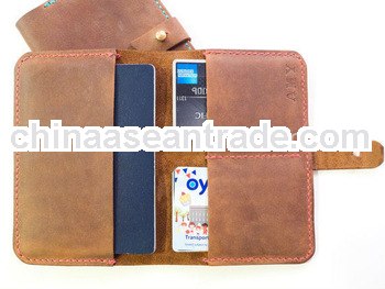 Men's promotional blank custom simple new design vintage handmade PU Leather Passport Wallet wit